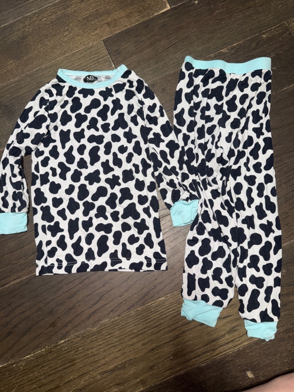 Sweet Dreams Black and blue Cow Print Kids Pajama Set